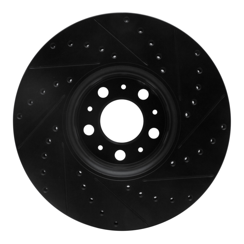 Volvo XC90 Brake Rotor (1) - Front Left - R1 Concepts - Drilled & Slotted - Black - `03-`14